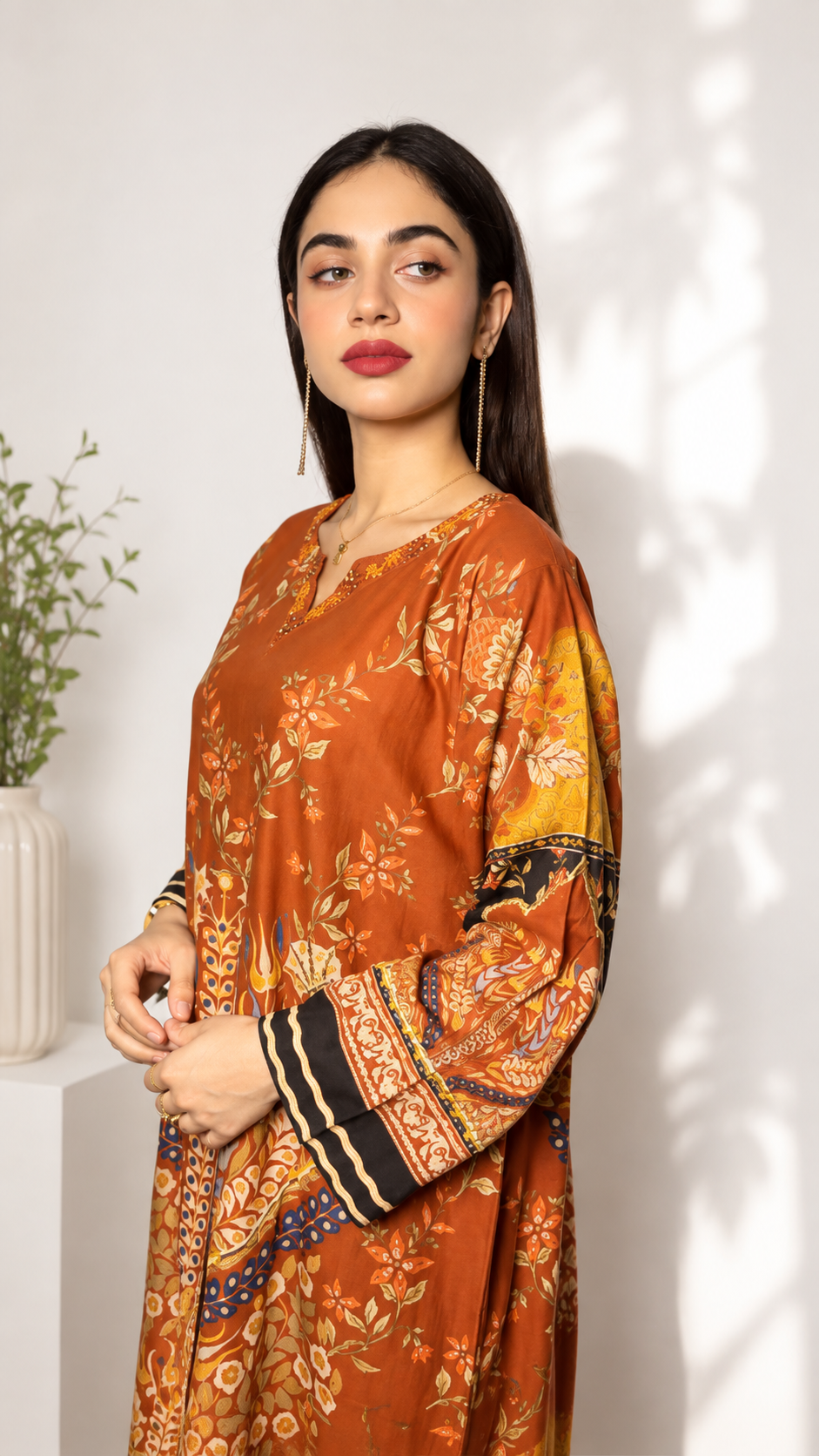 Autumn Rust Printed 3 Piece DRESS
