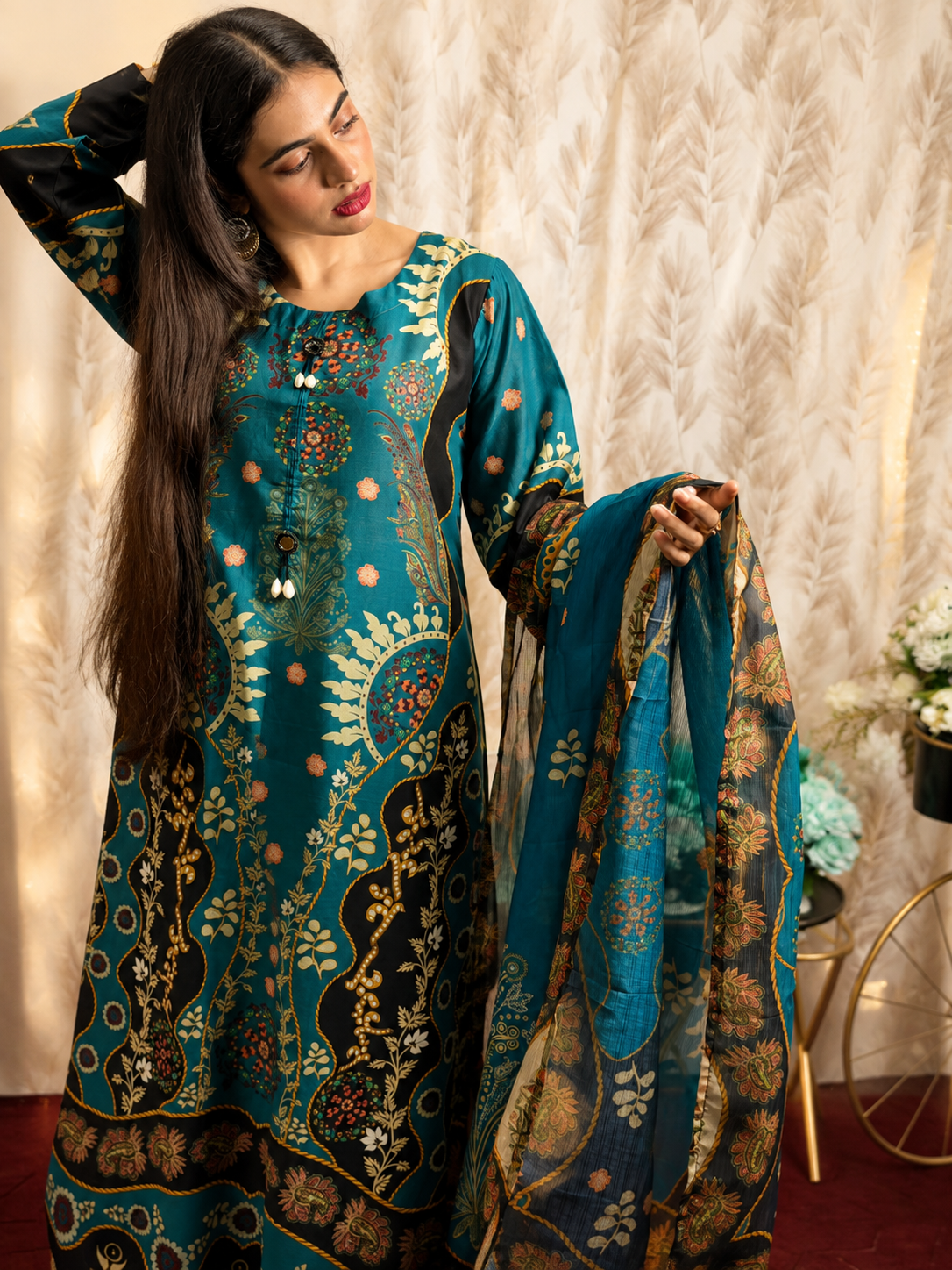 Teal Printed Lawn 3 Piece Suit – Elegant Summer Collection