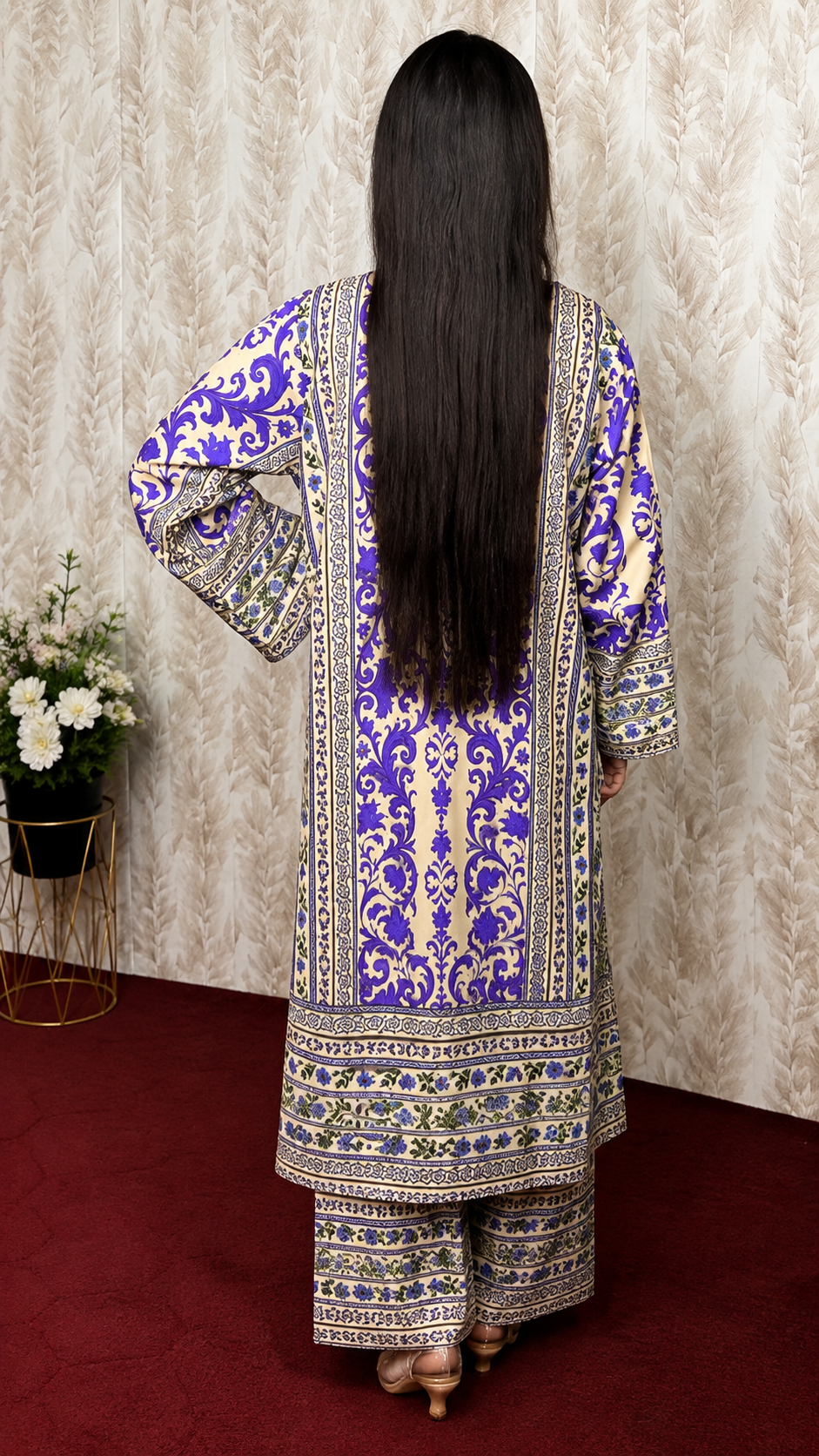 Royal Violet Printed 2 Piece Pret Suit