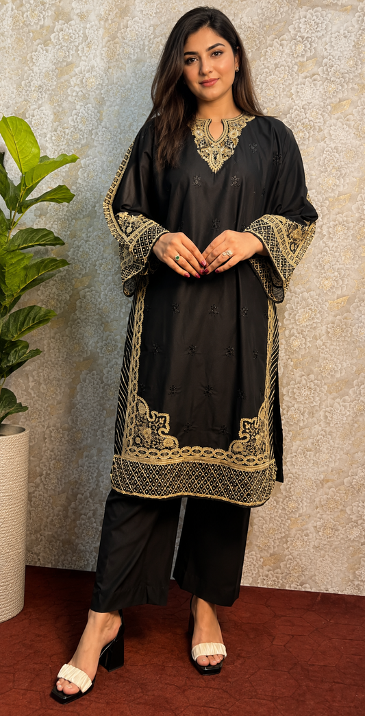 Black Luxury Embroidered 3-Piece Suit