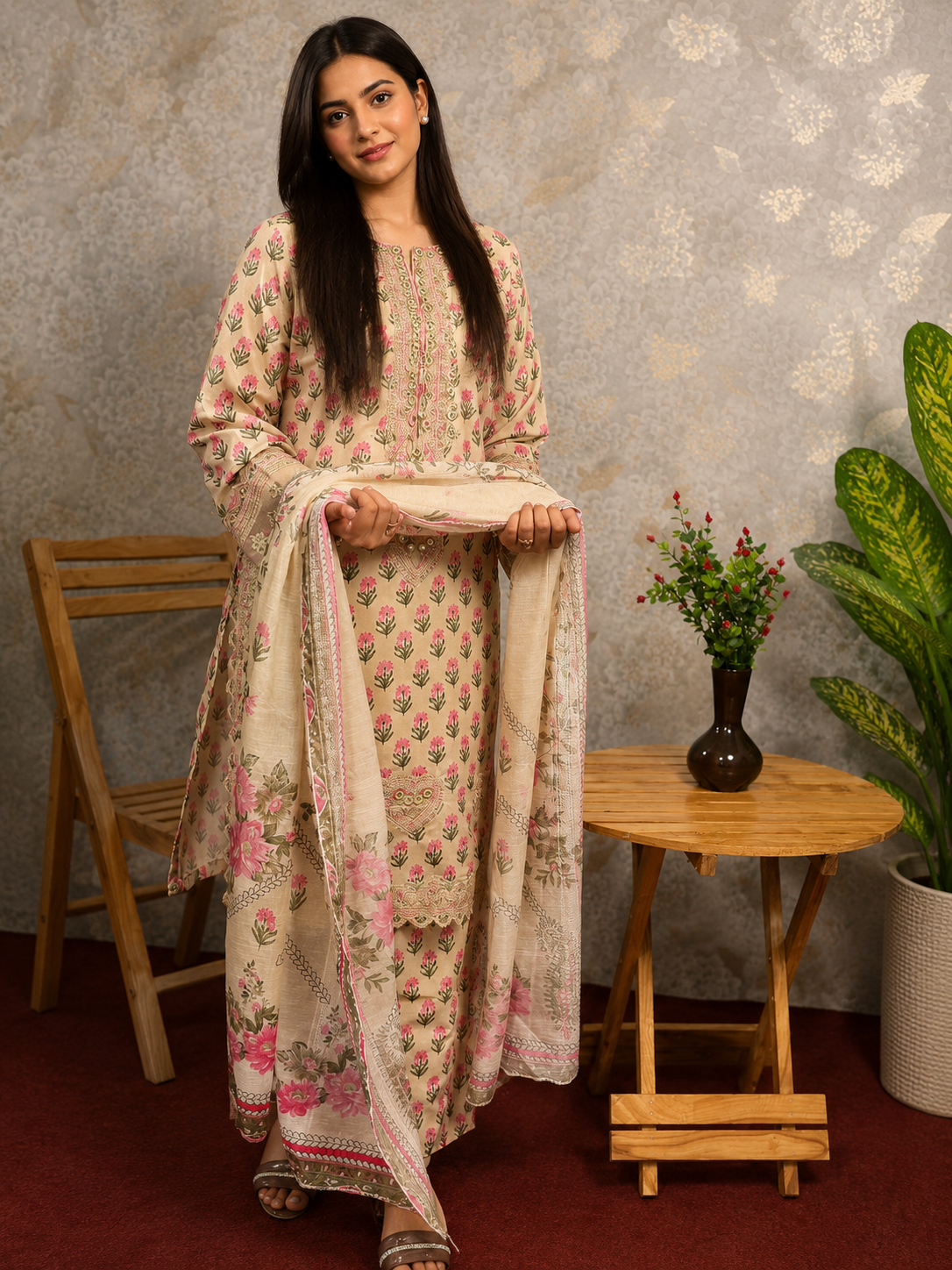 Blush Bloom Printed Ready to Wear – 3 Piece