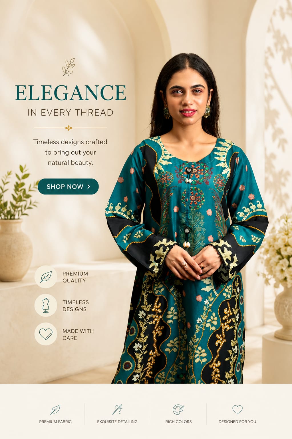 Teal Printed Lawn 3 Piece Suit – Elegant Summer Collection