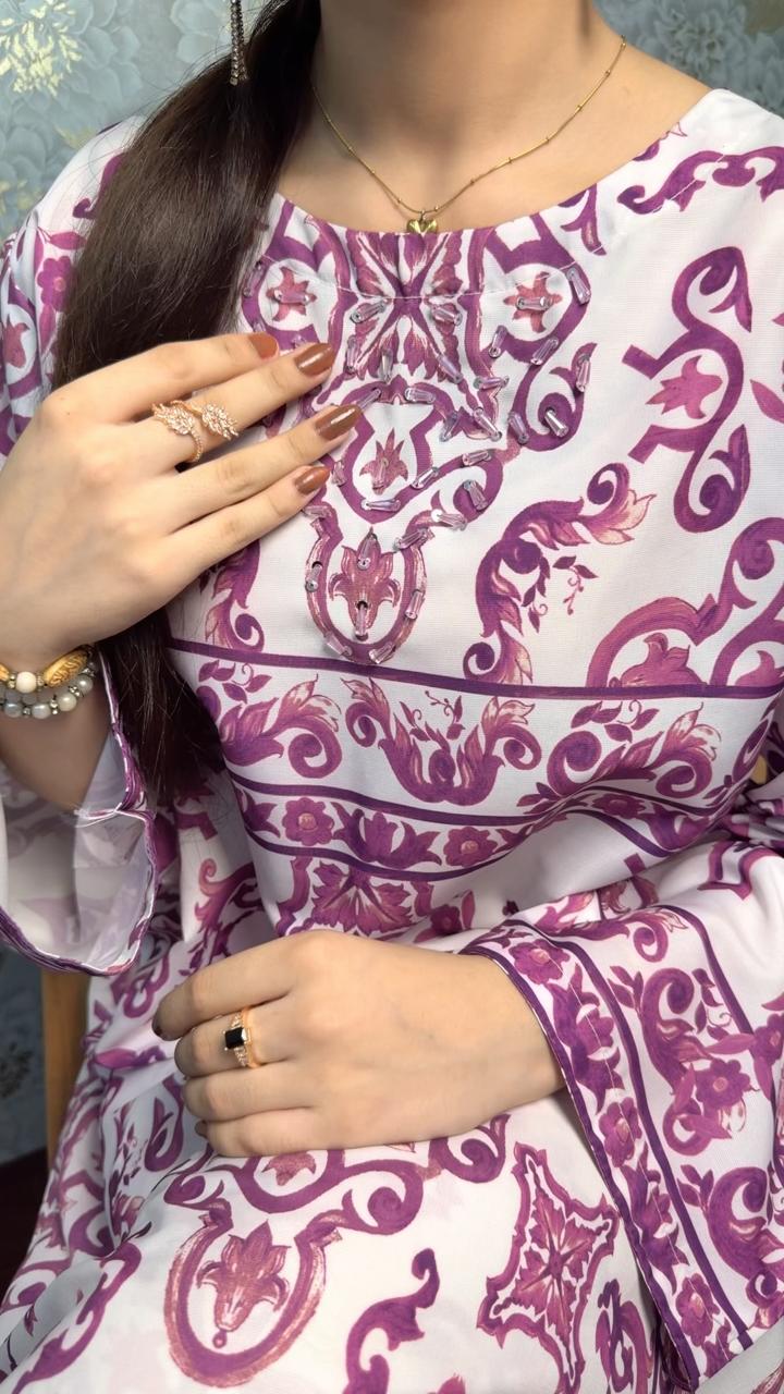 Pink Printed  3 Piece Suit – Elegant Winter Collection
