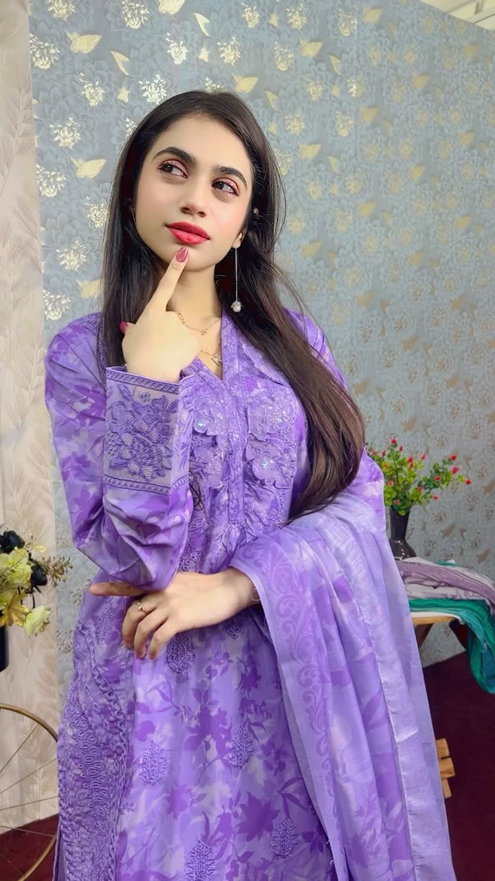Purple Bloom Embroidered Winter 3-Piece