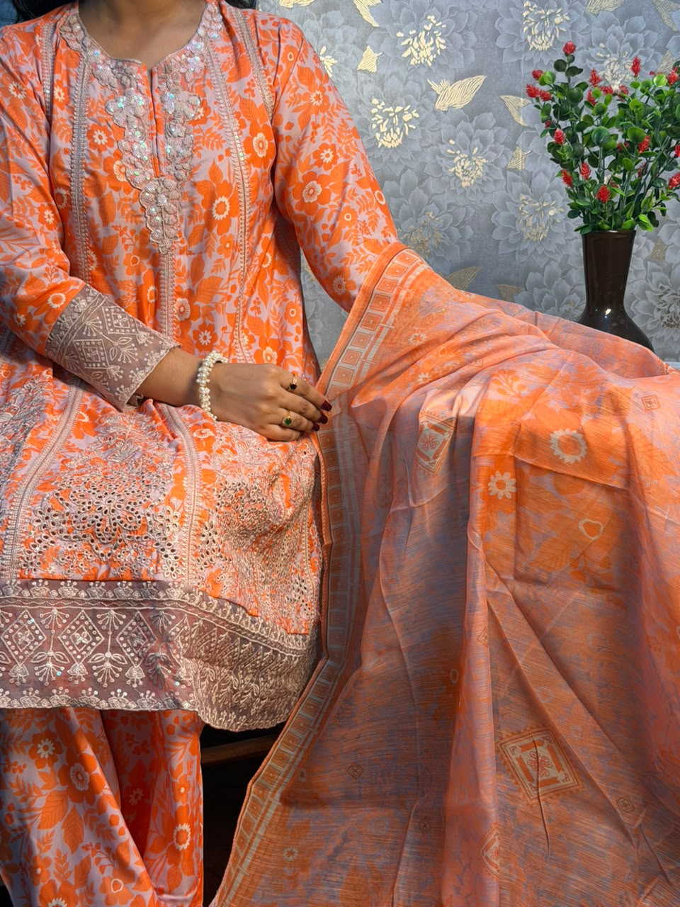 Sunset Bloom Printed Ready to Wear – 3 Piece