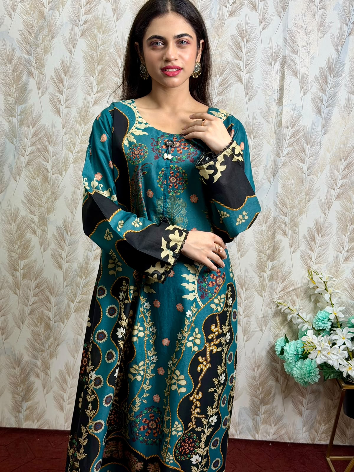 Teal Printed Lawn 3 Piece Suit – Elegant Summer Collection