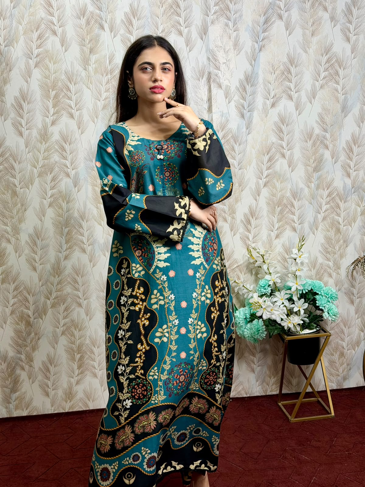 Teal Printed Lawn 3 Piece Suit – Elegant Summer Collection