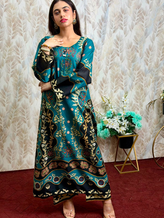 Teal Printed Lawn 3 Piece Suit – Elegant Summer Collection