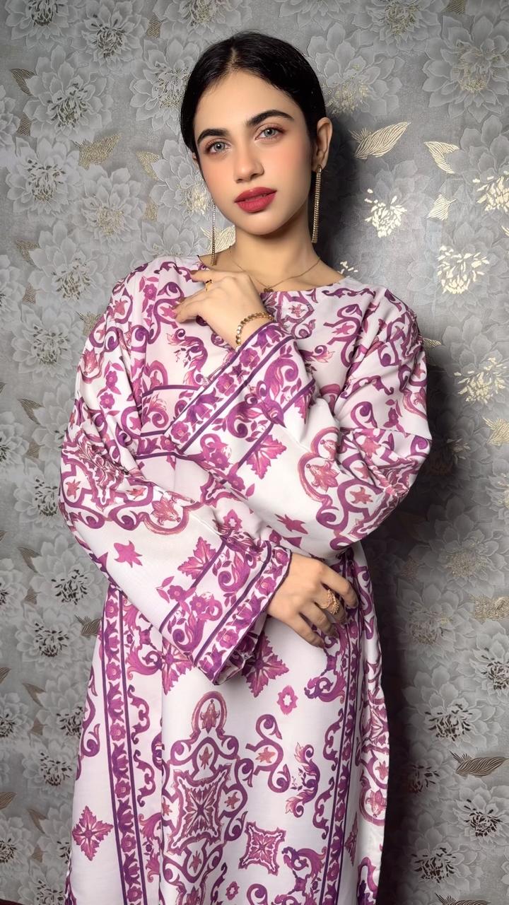 Pink Printed  3 Piece Suit – Elegant Winter Collection