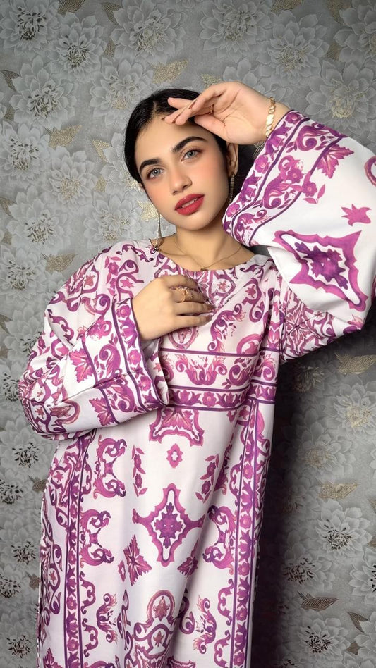 Pink Printed  3 Piece Suit – Elegant Winter Collection